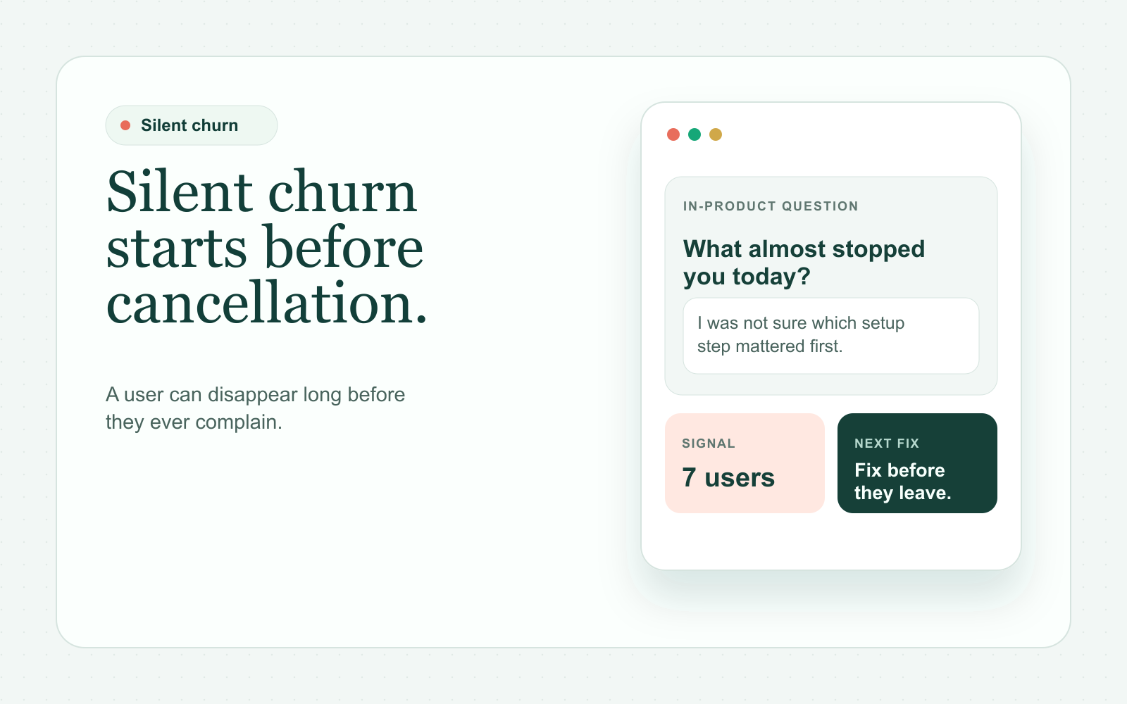 ChimeIn editorial illustration showing silent SaaS churn signals fading before users leave